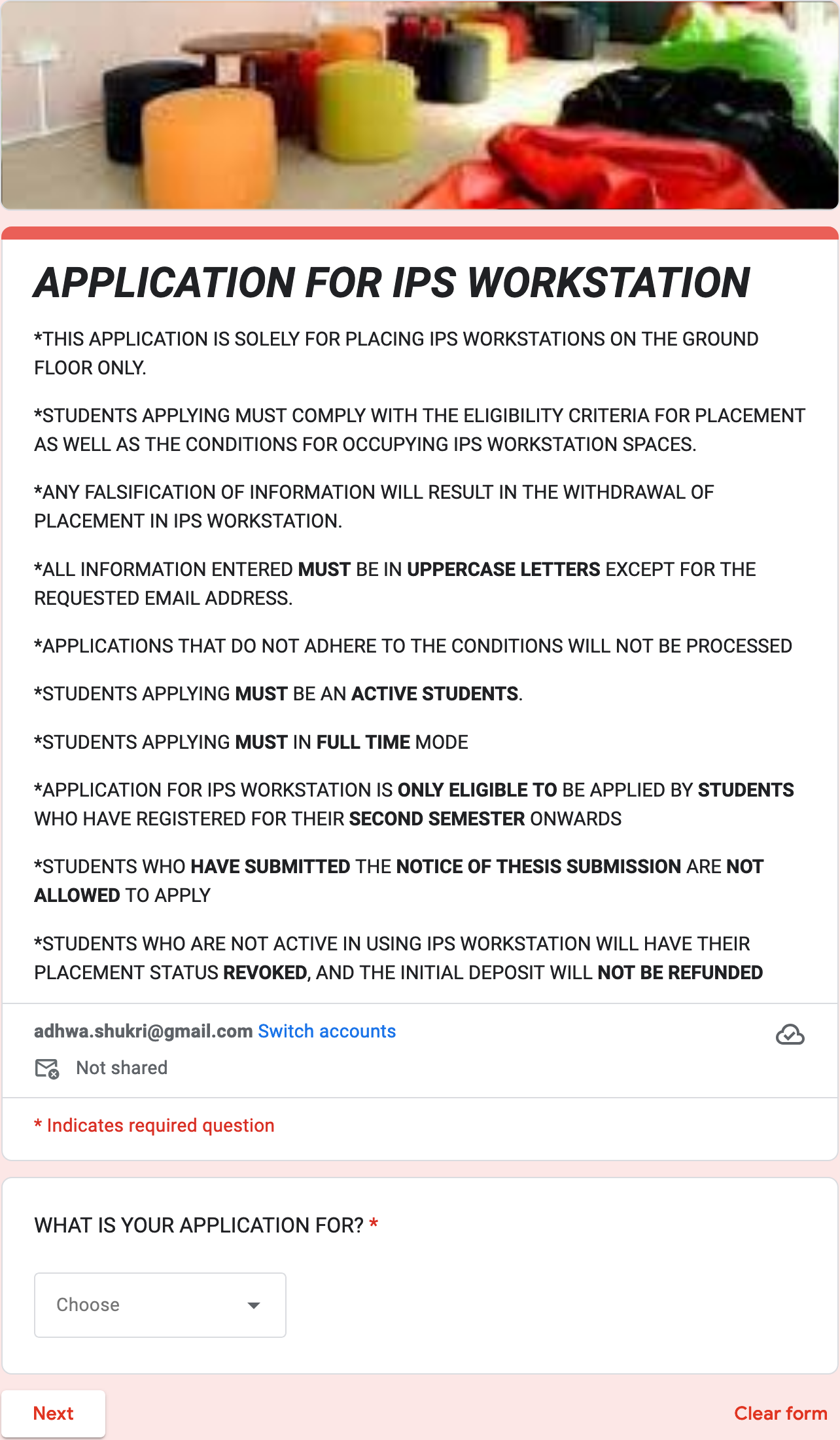 New / Renew Postgraduate Workstation Application Form