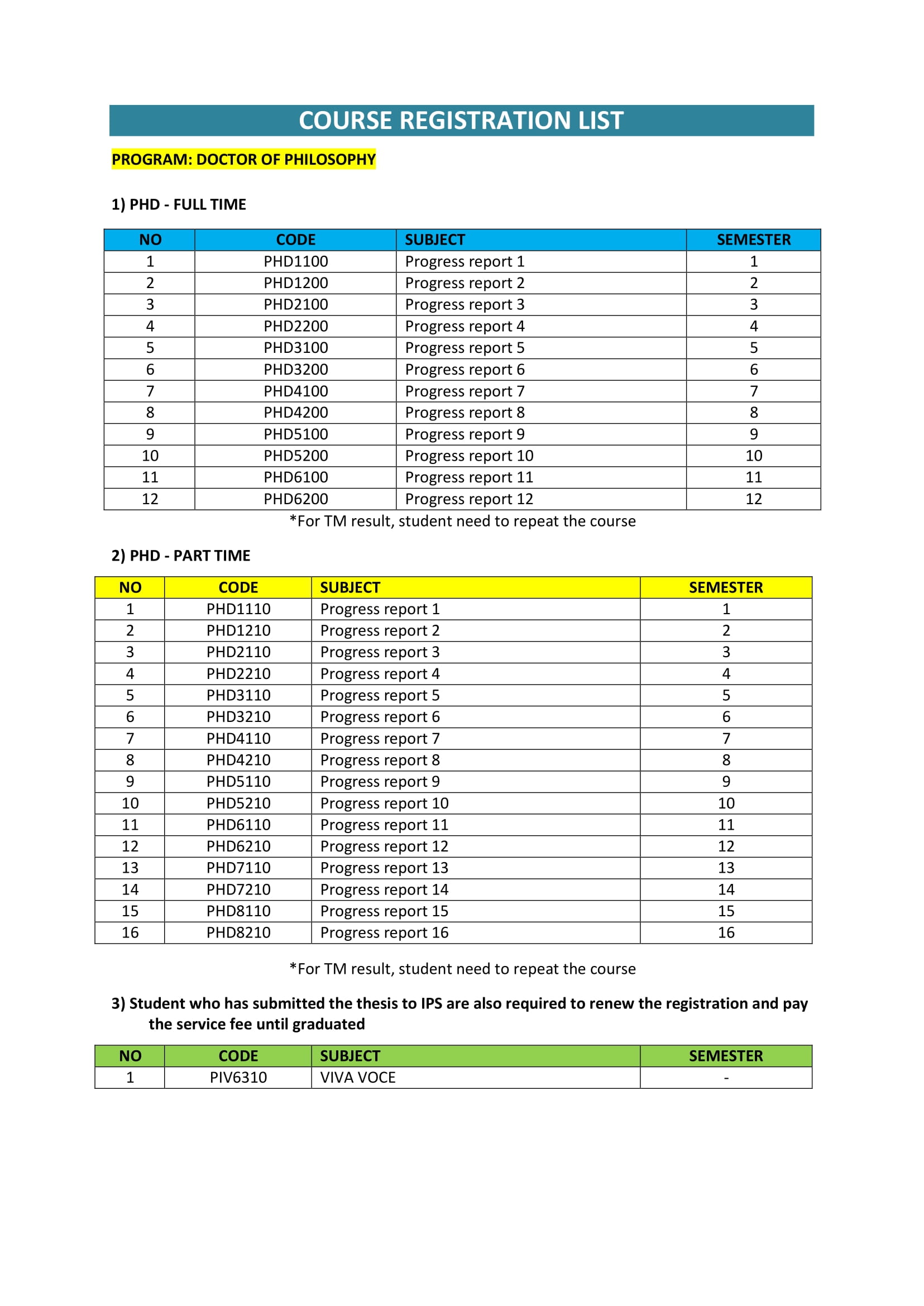 Course Registration Code