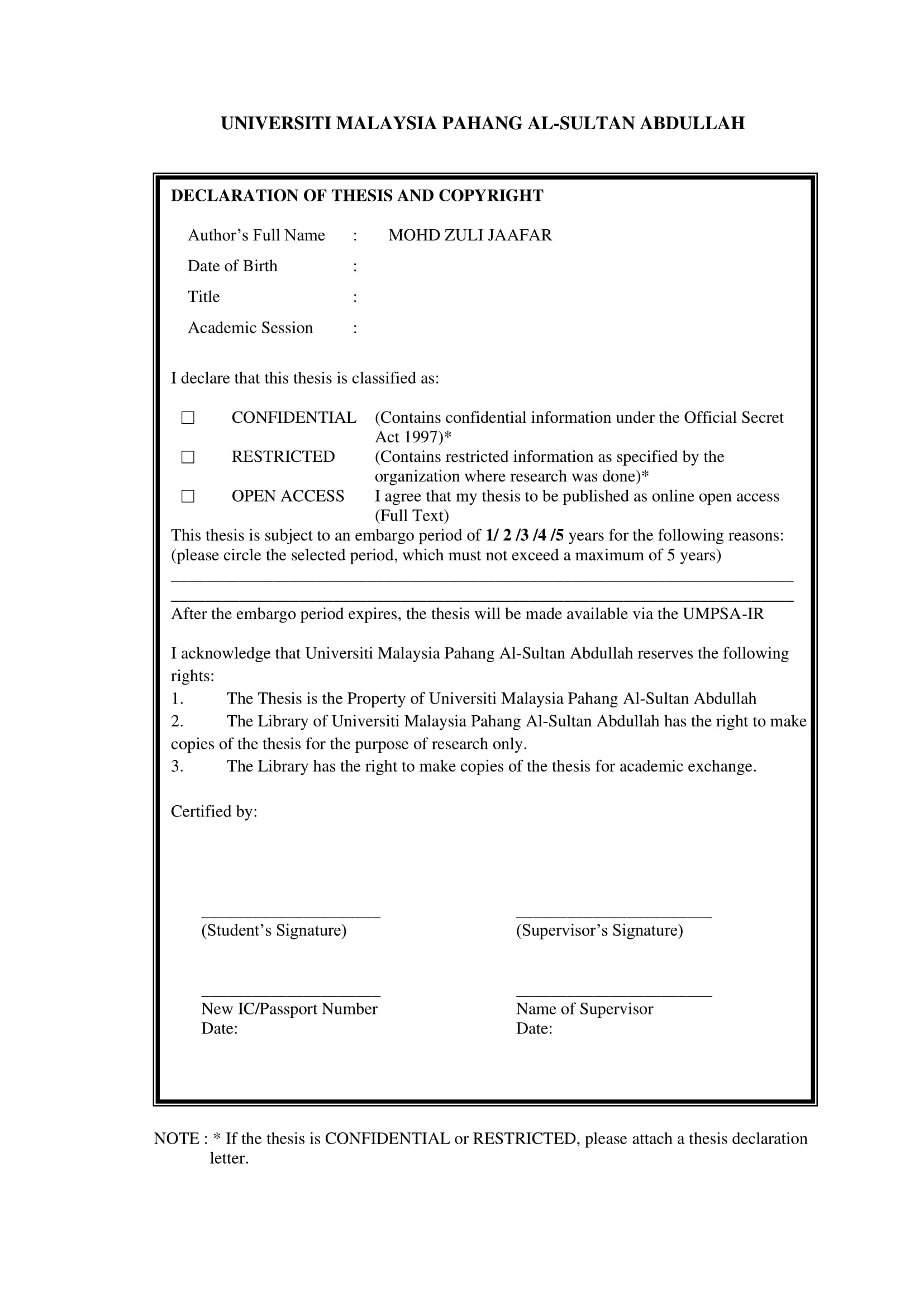 UMPSA Thesis Template